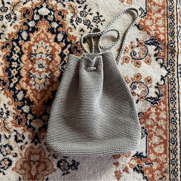 Handbags - Taupe Knit Drawstring Bag